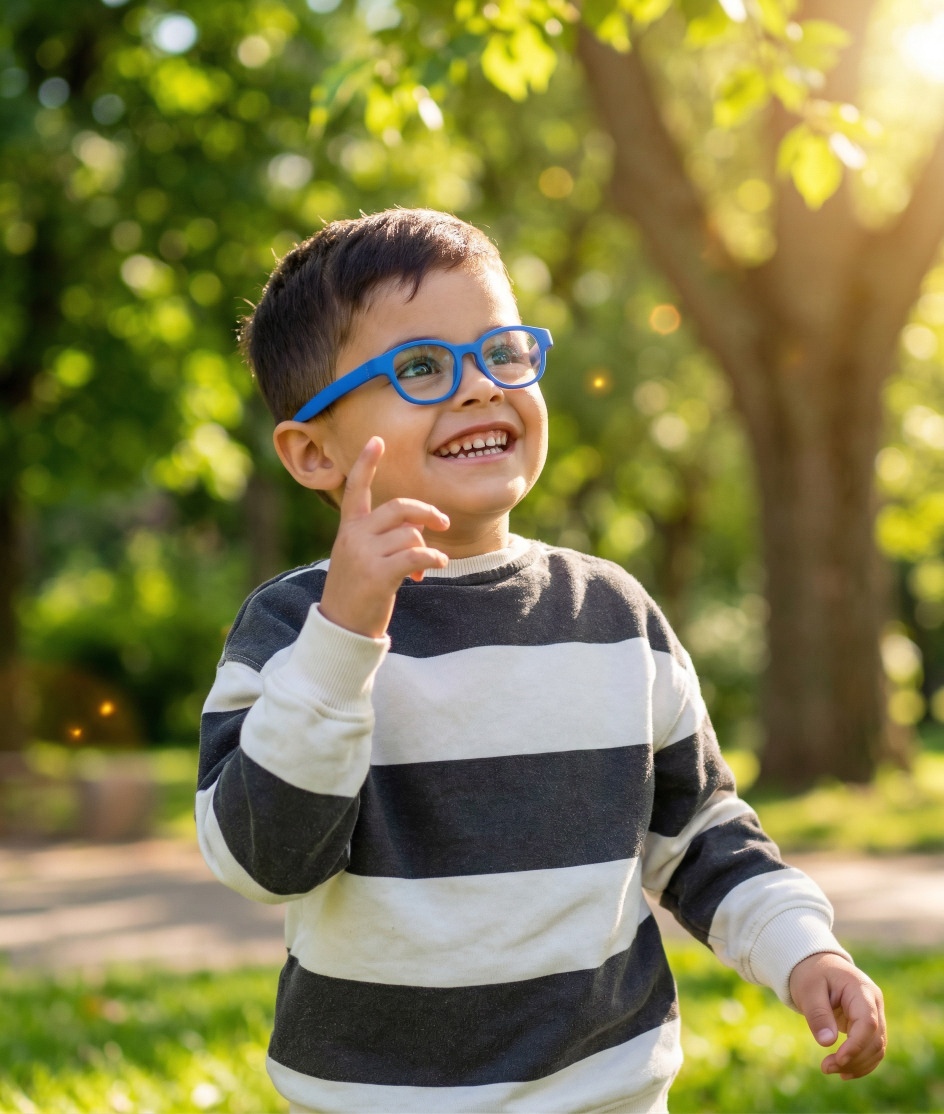 Child wearing Blink Frames outdoors